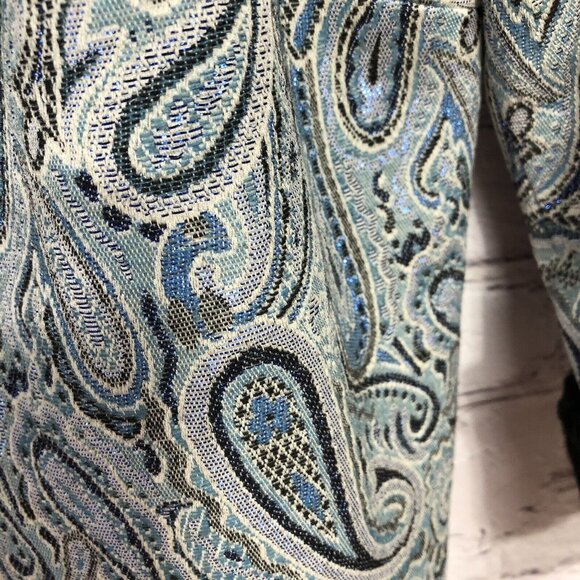 Trina Turk Los Angeles Palm Springs Paisley Peacock Fur Cuff Jacket Sz 10 - Picture 10 of 12